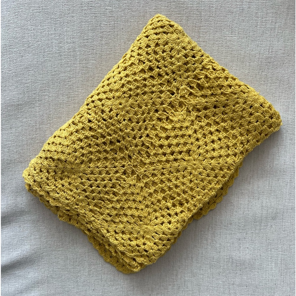 UO Yellow Knit Throw Blanket